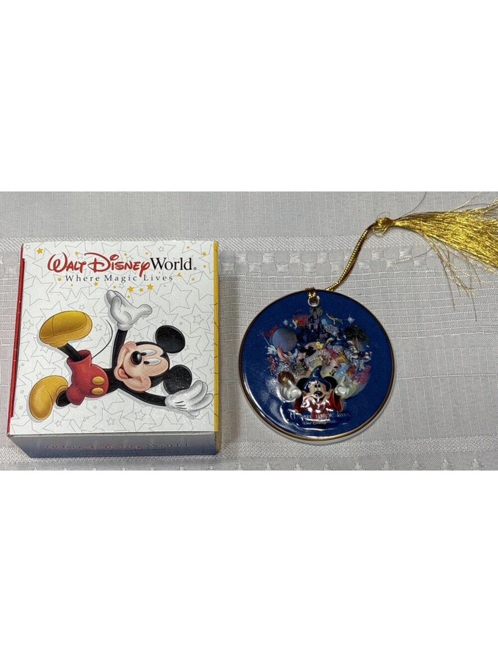 Where Magic Lives Walt Disney World Ceramic Disc Holiday Ornament Mickey